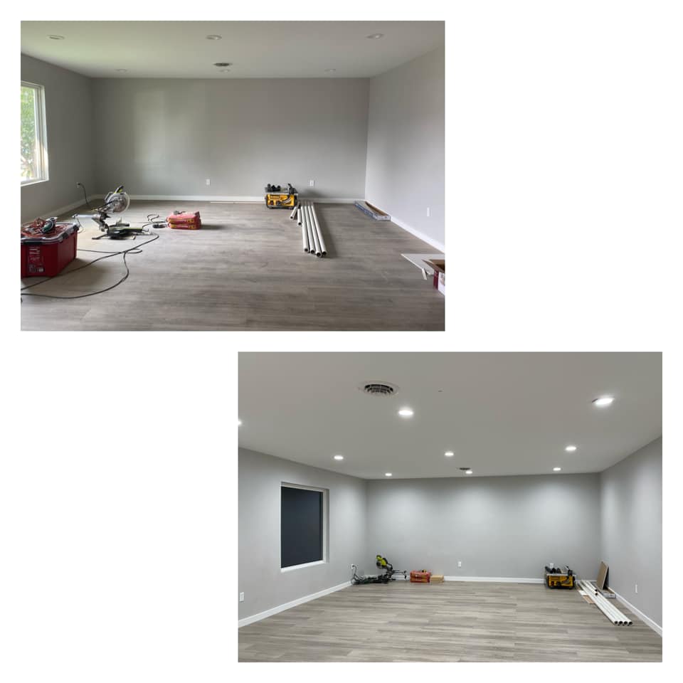 Post-construction space before and after professional cleaning