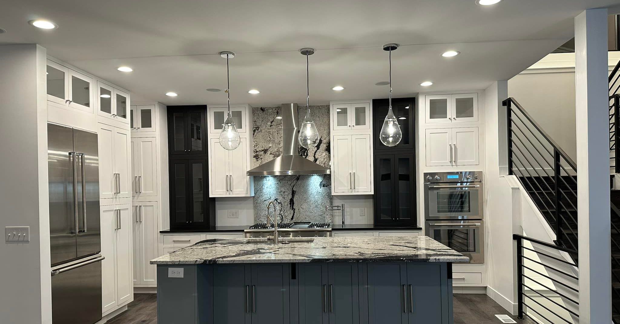 Kitchen detail shot after deep clean — sparkling counters and appliances