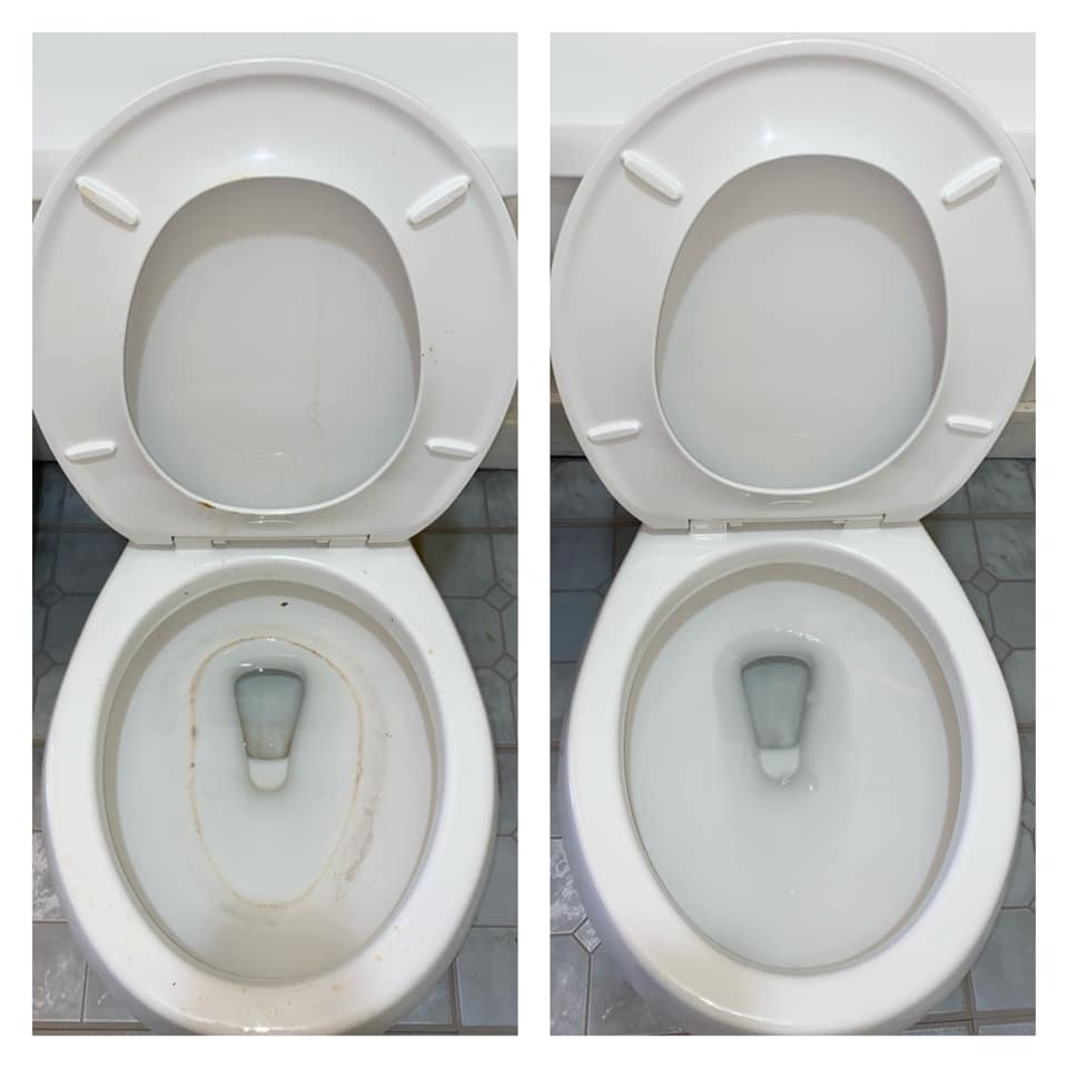 Toilet before and after professional cleaning